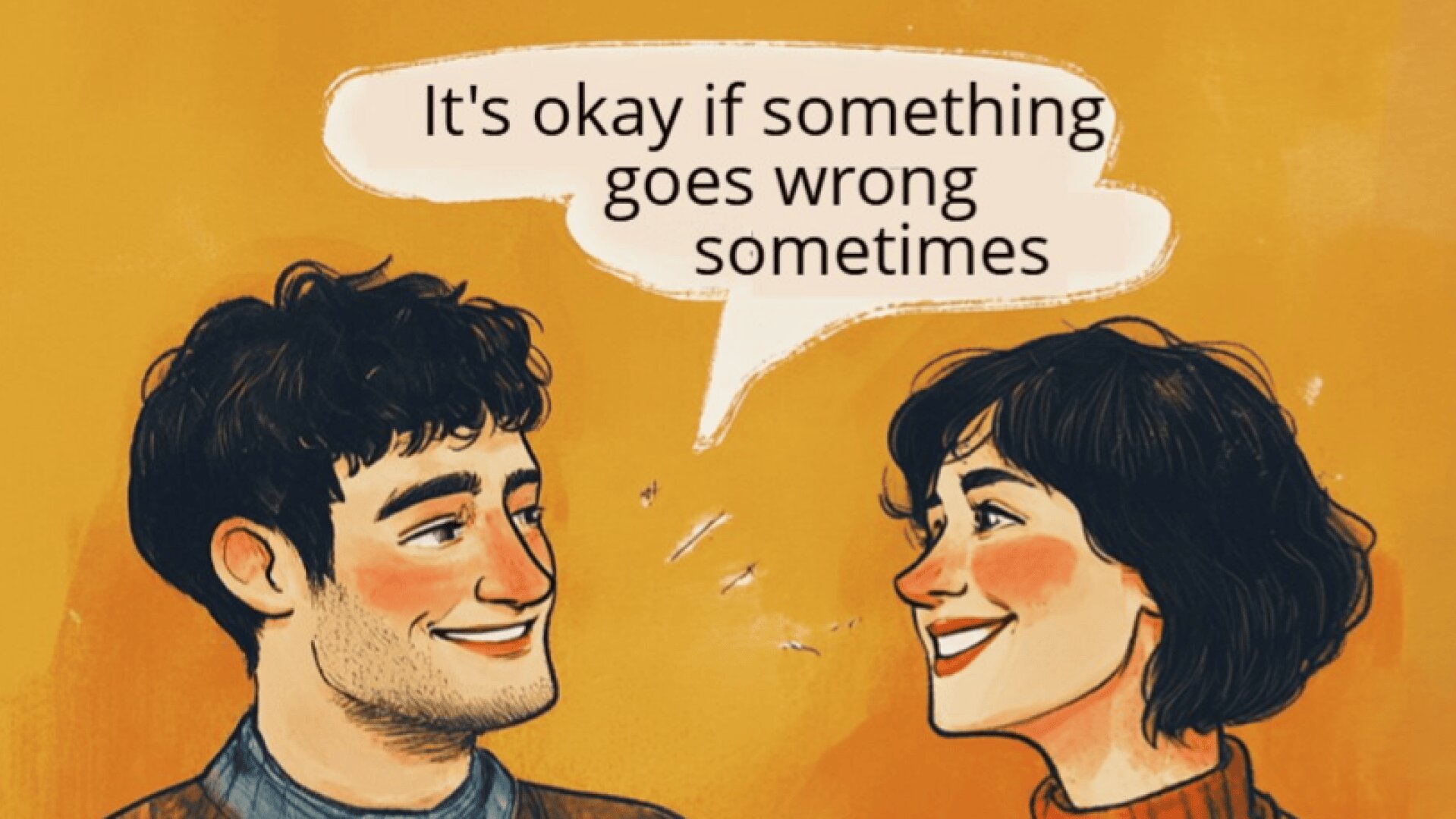 A man and woman looking at each other.