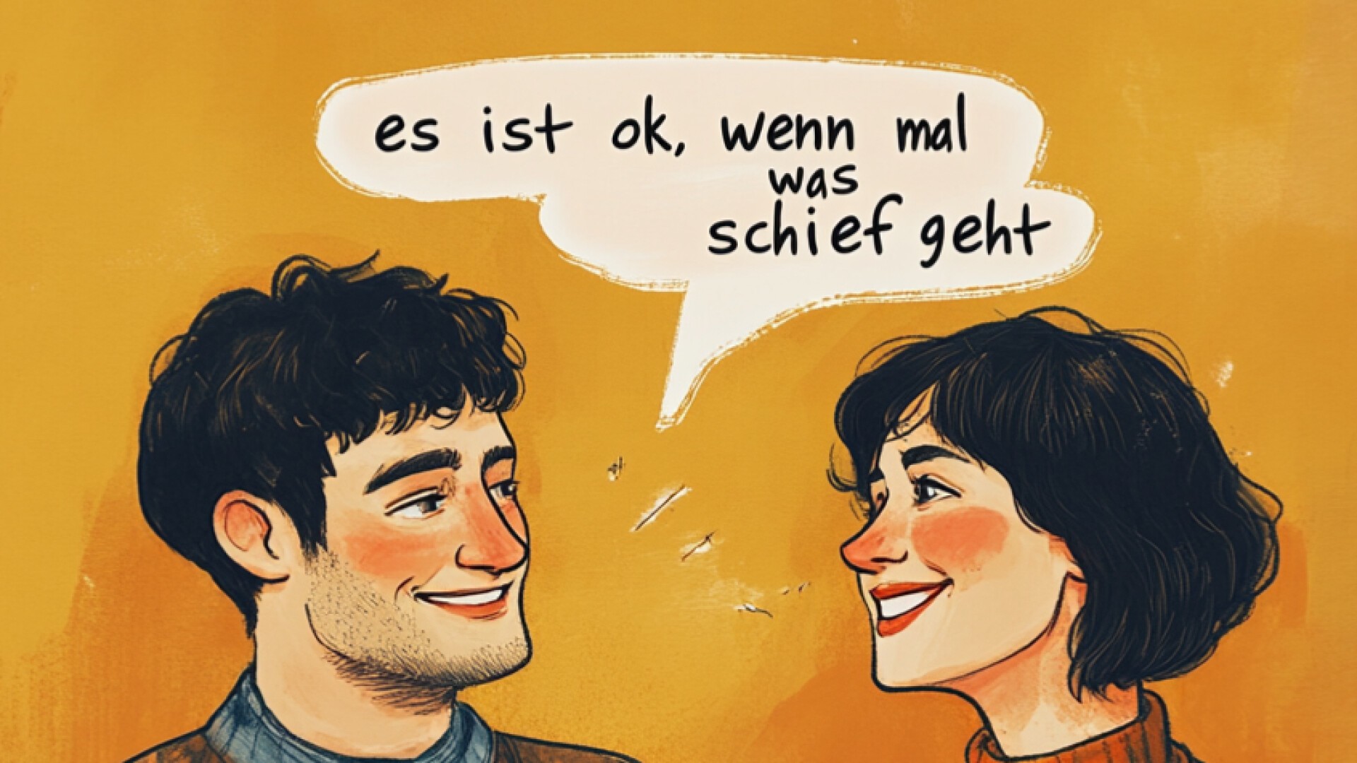 Ein Mann und eine Frau schauen sich an.