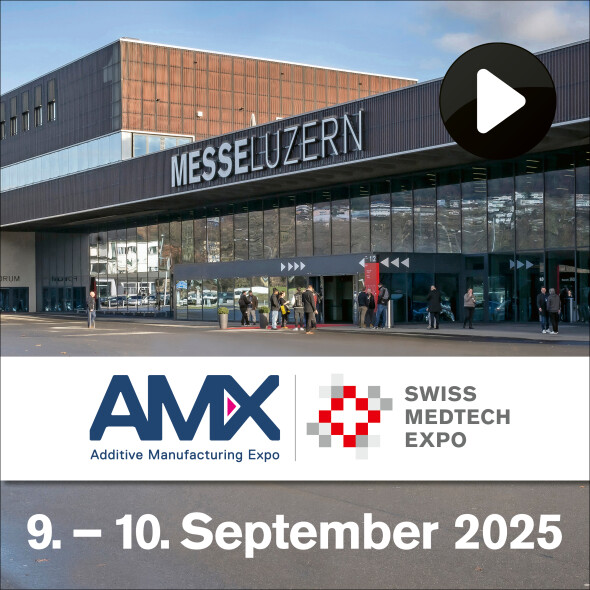 Social-Media-Signatur AM Expo und Swissmedtech Expo 2025 – deutsch / animiert